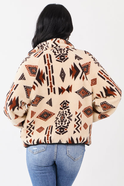 Dames Sherpa Jack met Rits | Aztec Print