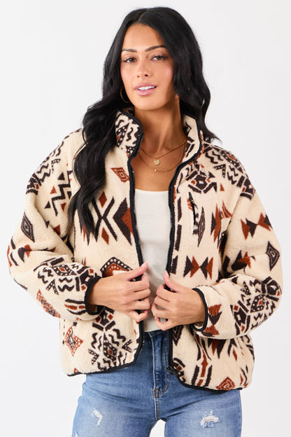 Dames Sherpa Jack met Rits | Aztec Print