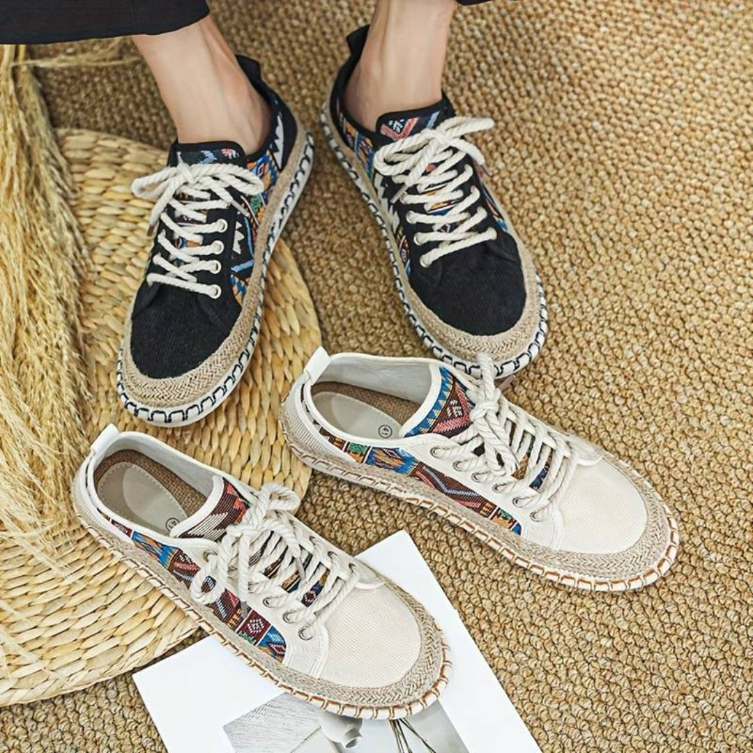 Heren sneakers Aztec-print jute tussenzool