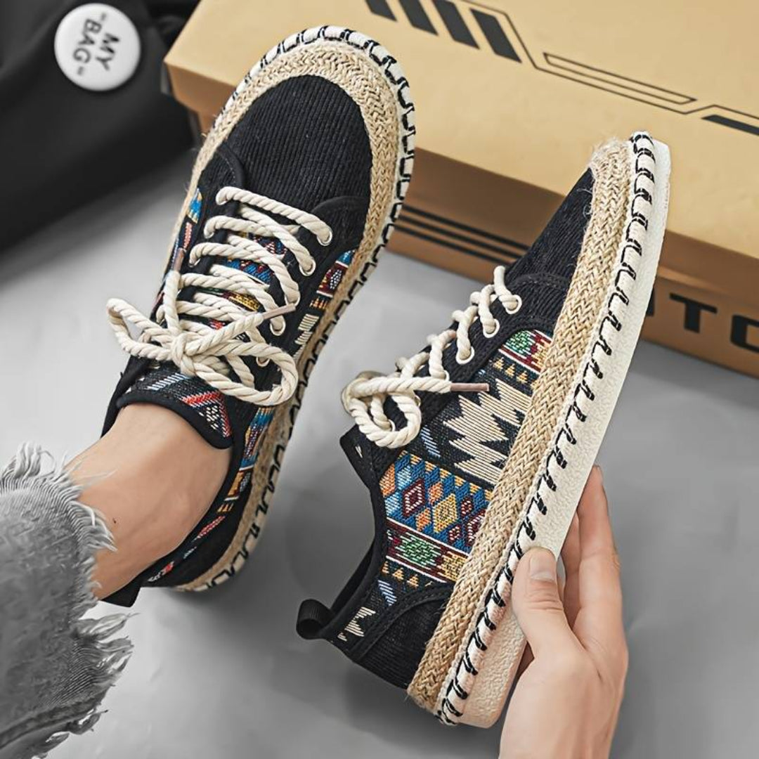 Heren sneakers Aztec-print jute tussenzool