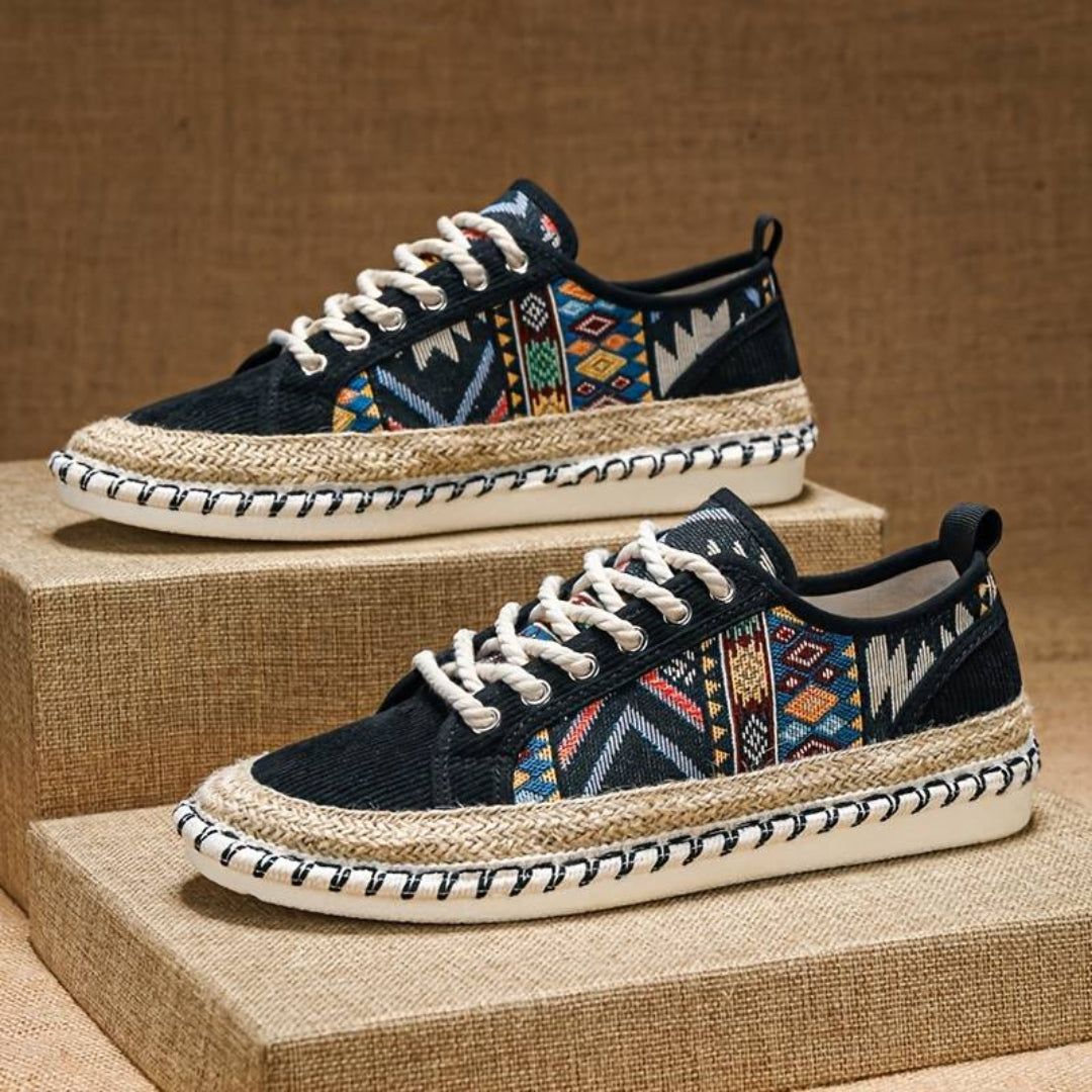 Heren sneakers Aztec-print jute tussenzool