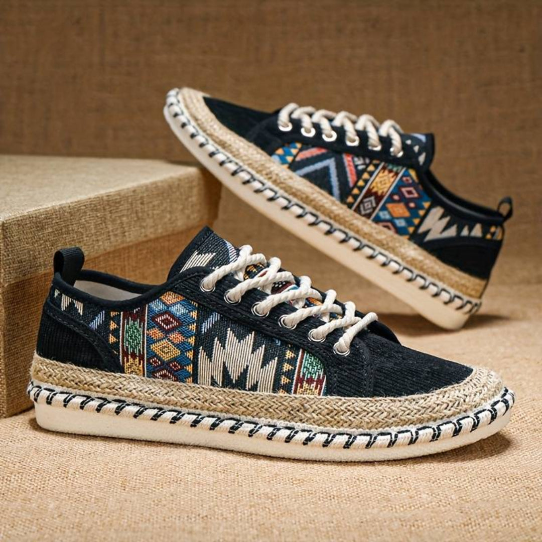 Heren sneakers Aztec-print jute tussenzool