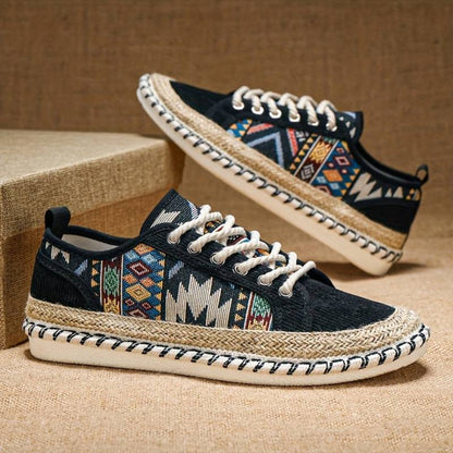 Heren sneakers Aztec-print jute tussenzool