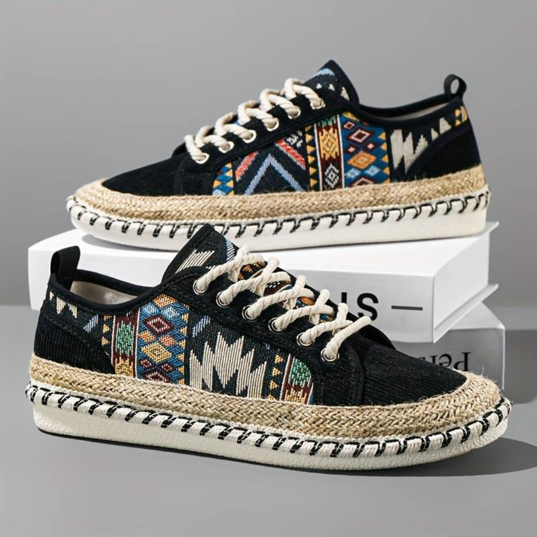 Heren sneakers Aztec-print jute tussenzool