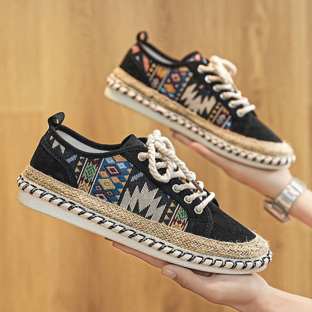 Heren sneakers Aztec-print jute tussenzool