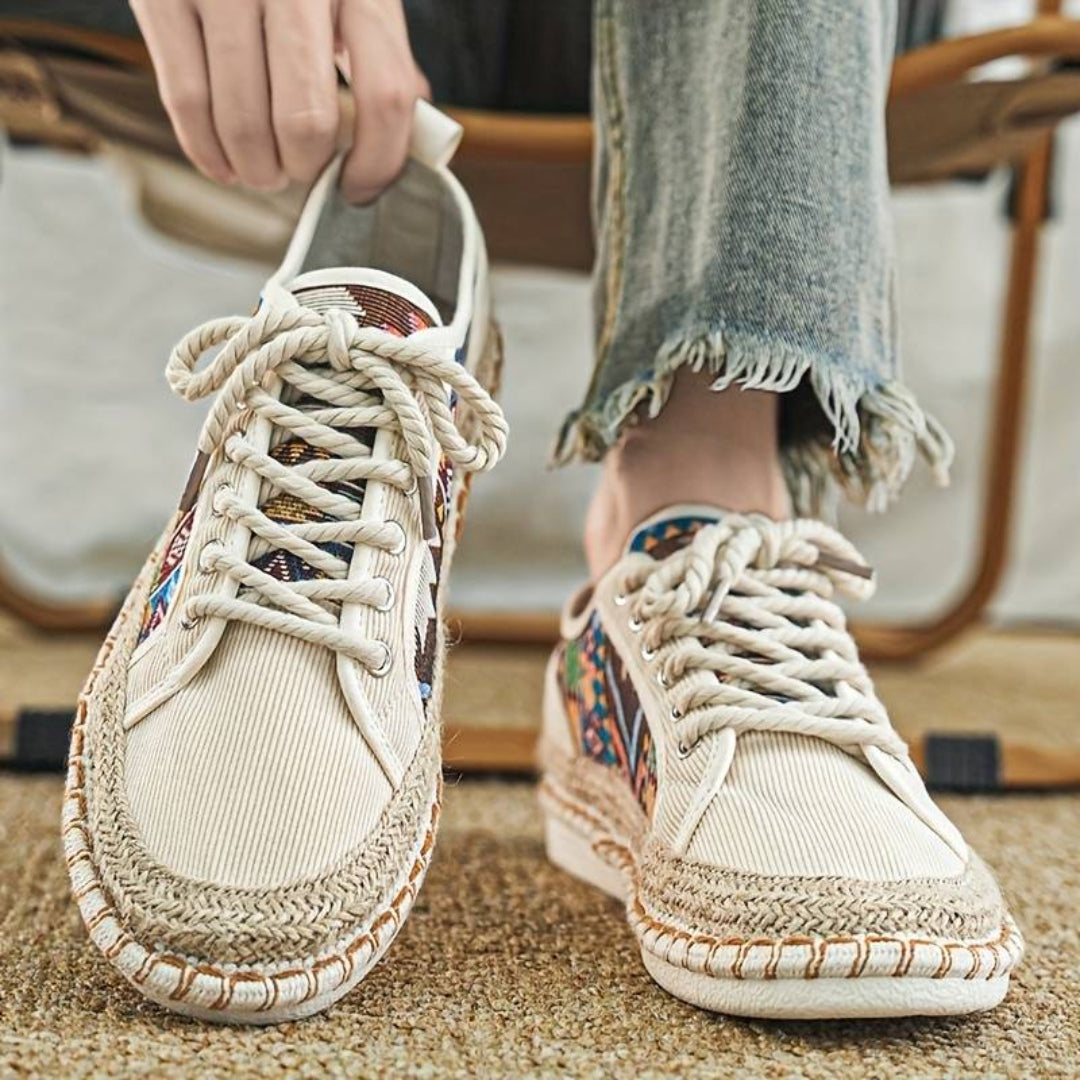 Heren sneakers Aztec-print jute tussenzool