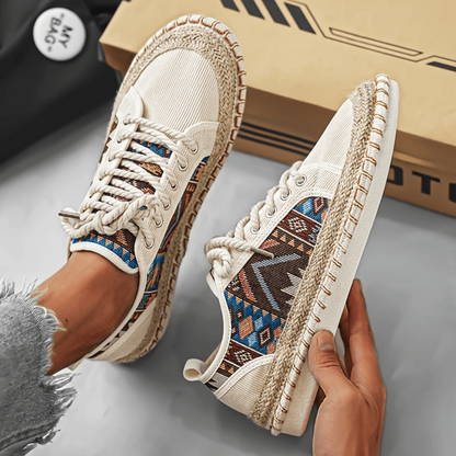 Heren sneakers Aztec-print jute tussenzool