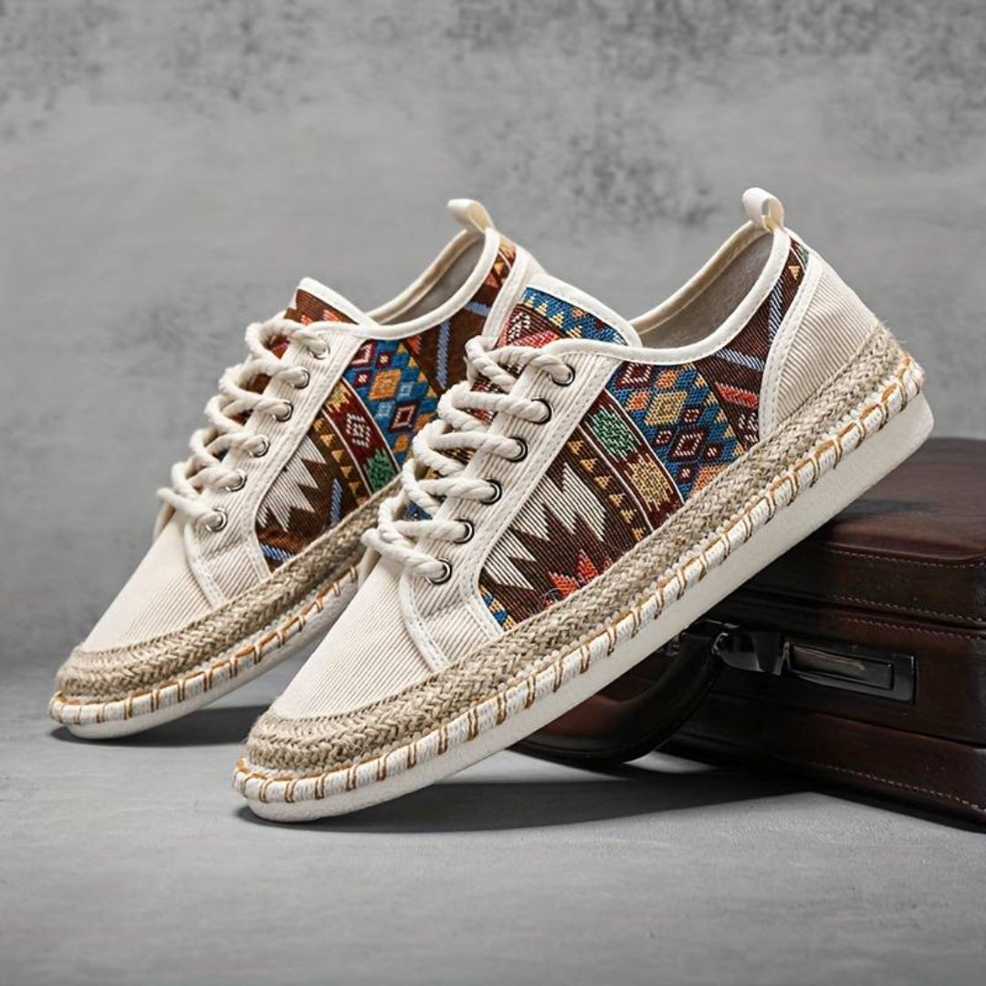 Heren sneakers Aztec-print jute tussenzool