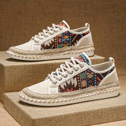 Heren sneakers Aztec-print jute tussenzool
