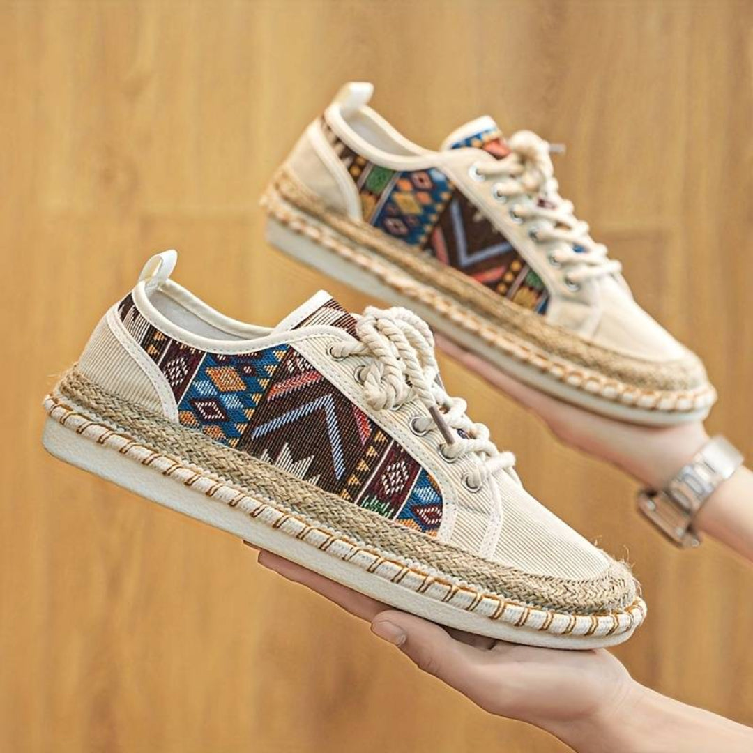 Heren sneakers Aztec-print jute tussenzool