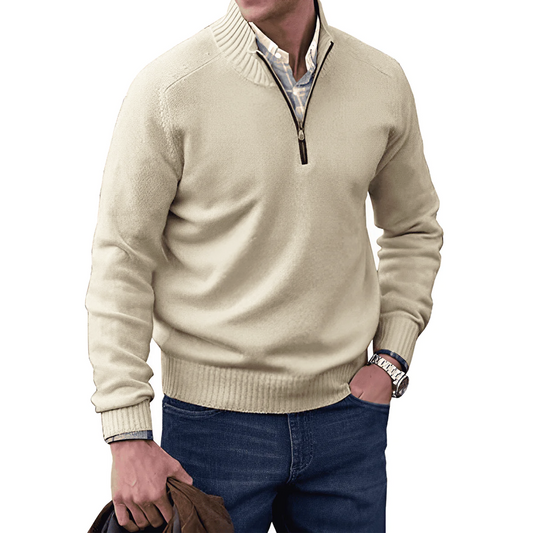 Heren Pullover Half-Rits Katoenmix Hoger Hals