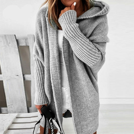 Gezellige gebreide cardigan met capuchon