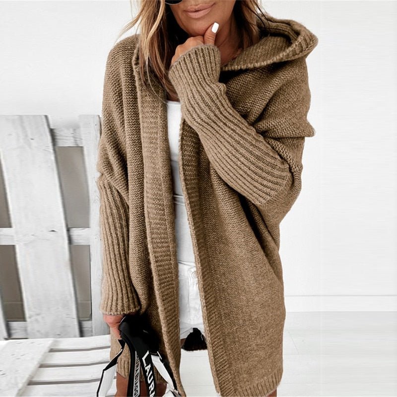 Gezellige gebreide cardigan met capuchon