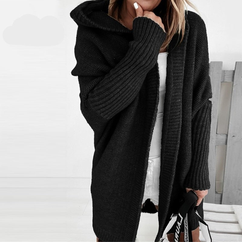 Gezellige gebreide cardigan met capuchon