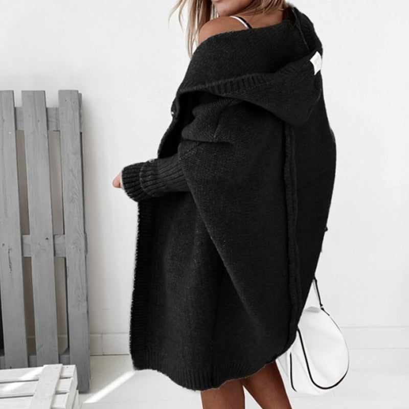 Gezellige gebreide cardigan met capuchon