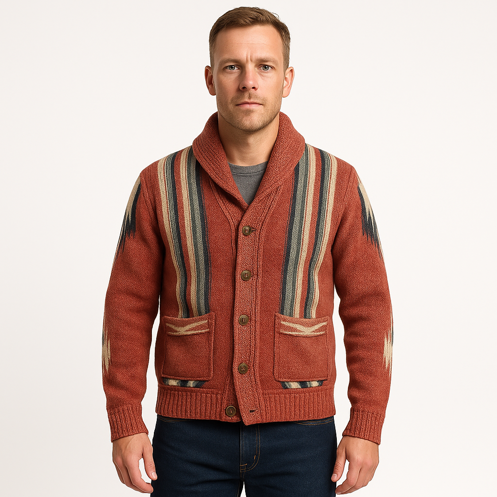 Heren Gebreid Vest Jacquard Knoopsluiting