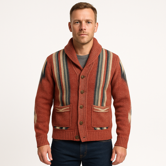 Heren Gebreid Vest Jacquard Knoopsluiting