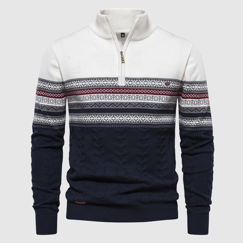 Heren Half Zip Gebreide Trui Opstaande Kraag