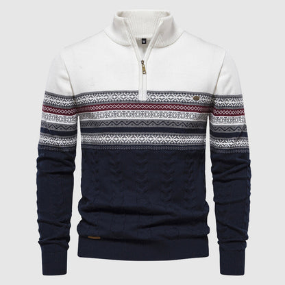 Heren Half Zip Gebreide Trui Opstaande Kraag
