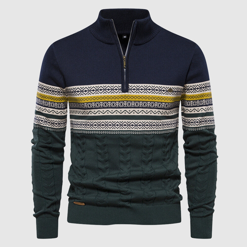 Heren Half Zip Gebreide Trui Opstaande Kraag