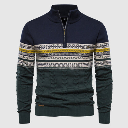 Heren Half Zip Gebreide Trui Opstaande Kraag