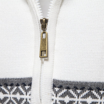 Heren Half Zip Gebreide Trui Opstaande Kraag