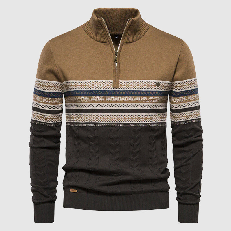 Heren Half Zip Gebreide Trui Opstaande Kraag