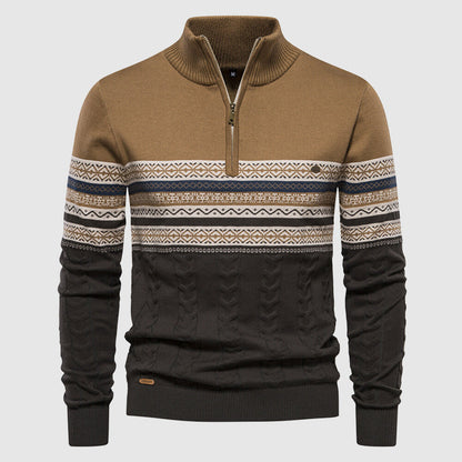 Heren Half Zip Gebreide Trui Opstaande Kraag