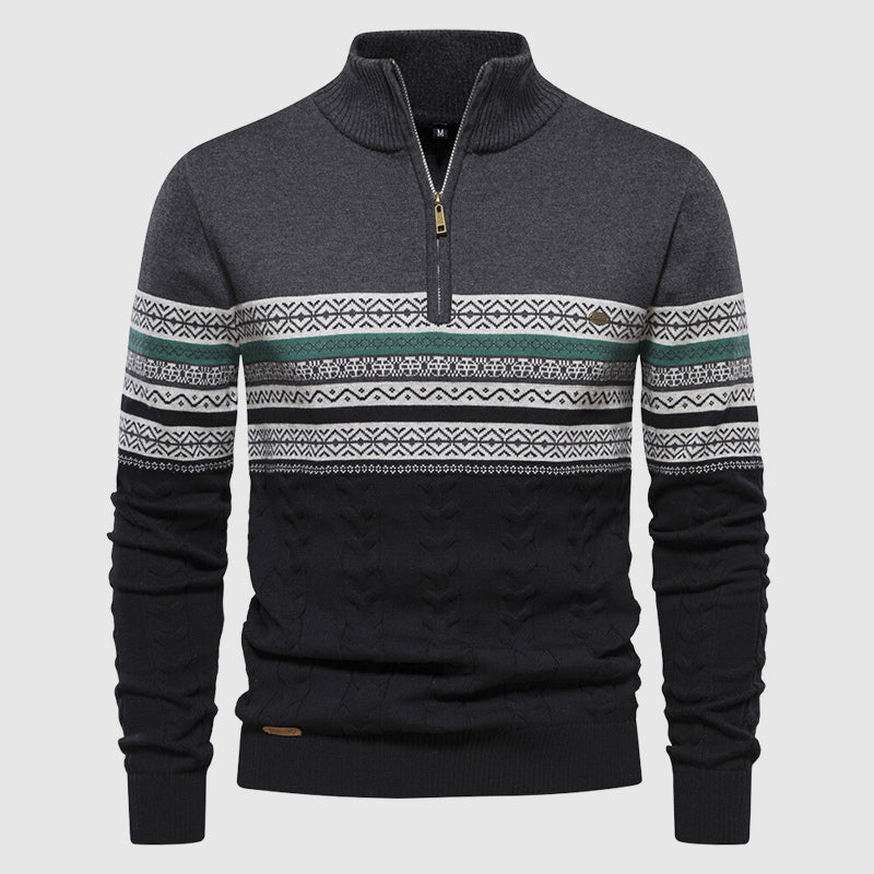 Heren Half Zip Gebreide Trui Opstaande Kraag
