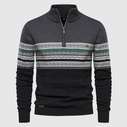 Heren Half Zip Gebreide Trui Opstaande Kraag