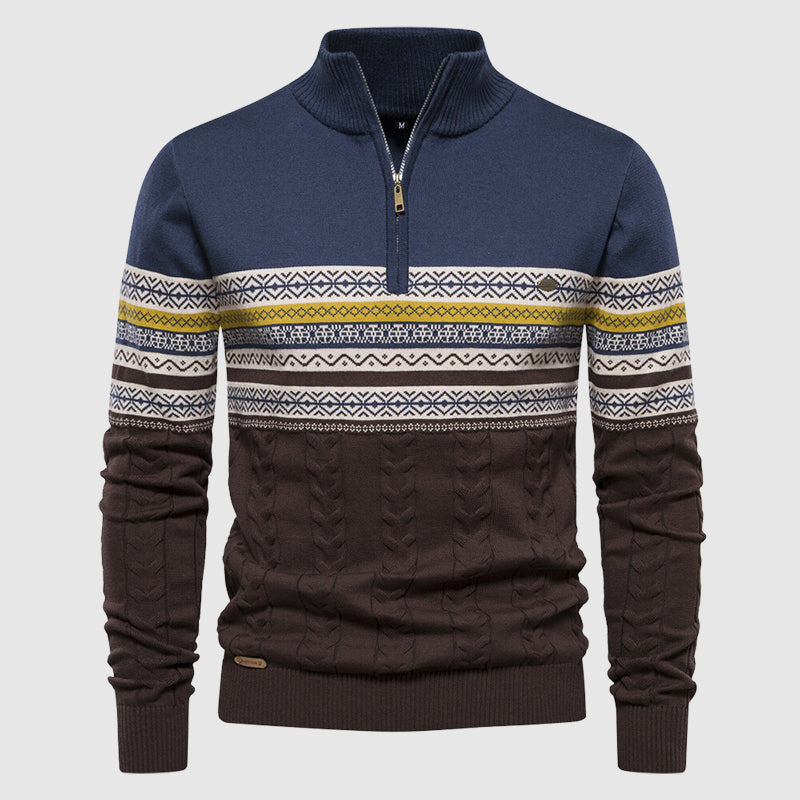 Heren Half Zip Gebreide Trui Opstaande Kraag