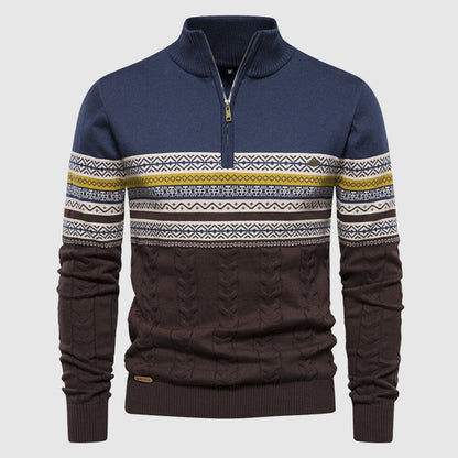 Heren Half Zip Gebreide Trui Opstaande Kraag