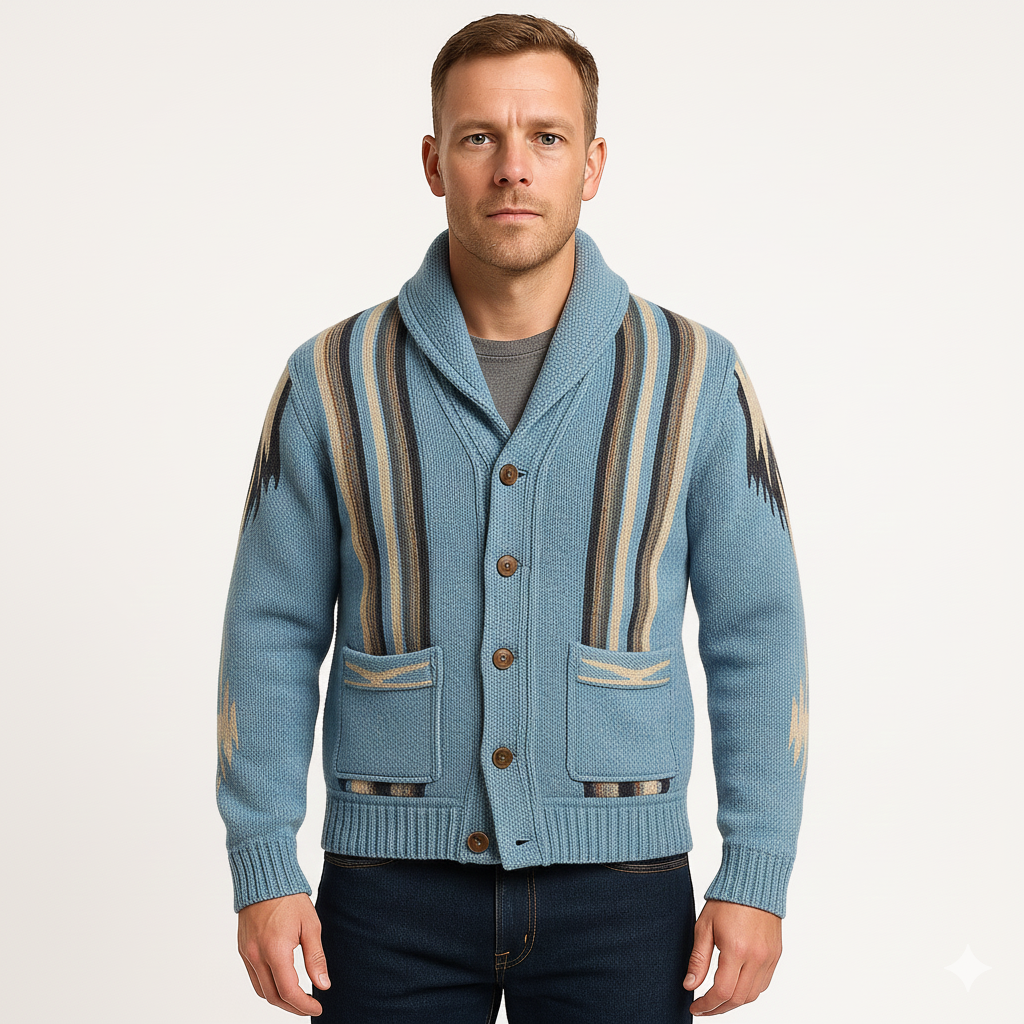 Heren Gebreid Vest Jacquard Knoopsluiting