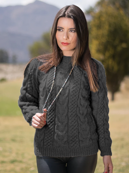 Dames Trui Alpacawol Handgebreid Ronde Hals