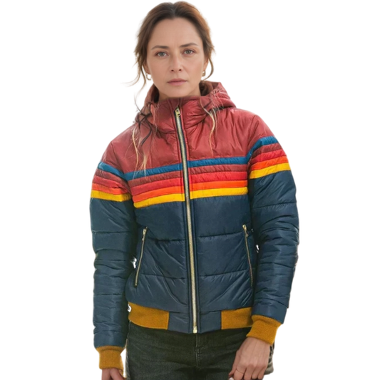 Dames Colour-Block Pufferjas Water-Resistant