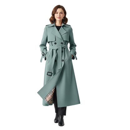 Dames trenchcoat dubbele knop met ceintuur