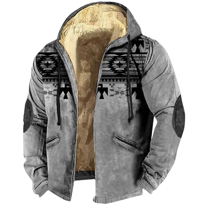 Heren Fleece Jas met Capuchon | Tribal Print
