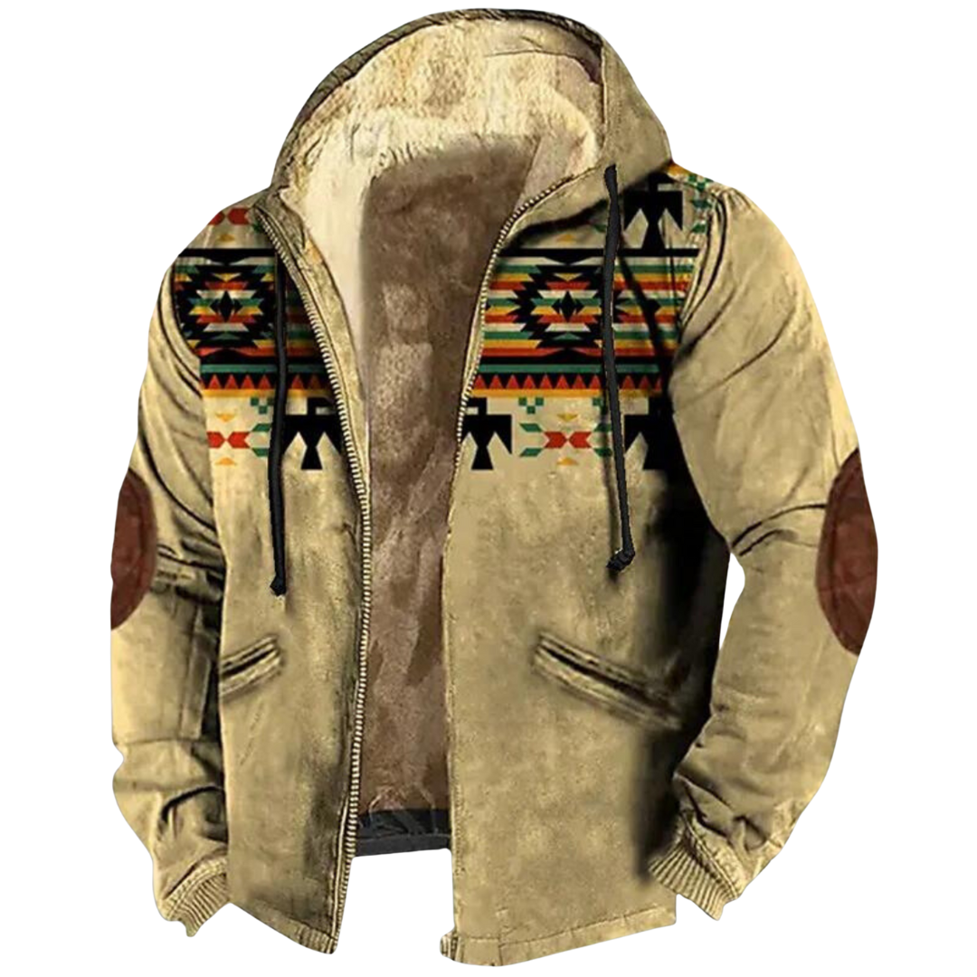 Heren Fleece Jas met Capuchon | Tribal Print