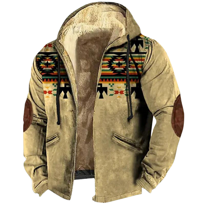 Heren Fleece Jas met Capuchon | Tribal Print