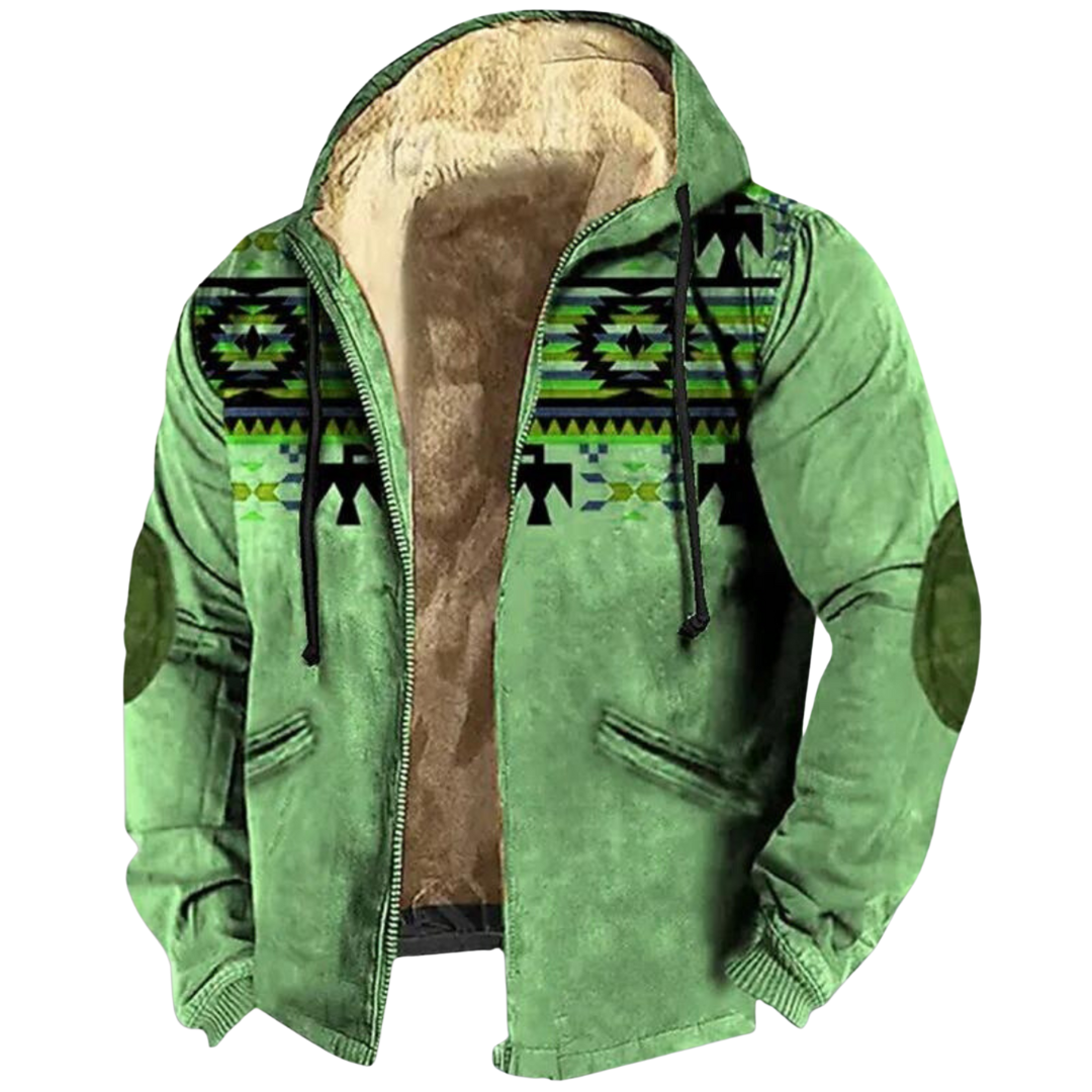 Heren Fleece Jas met Capuchon | Tribal Print