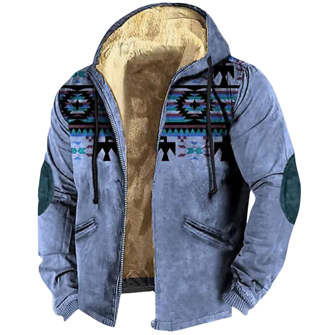 Heren Fleece Jas met Capuchon | Tribal Print