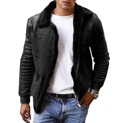 Heren Winterjas Imitatieleer | Sherpa Voering