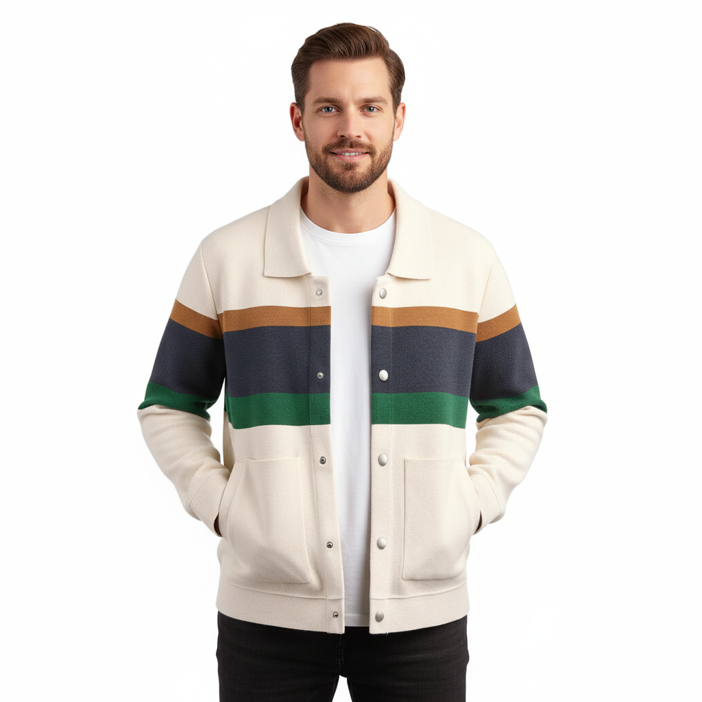 Heren Varsity Jas Gebreid | Gestreept
