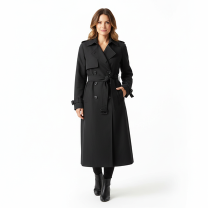 Dames trenchcoat dubbele knop met ceintuur