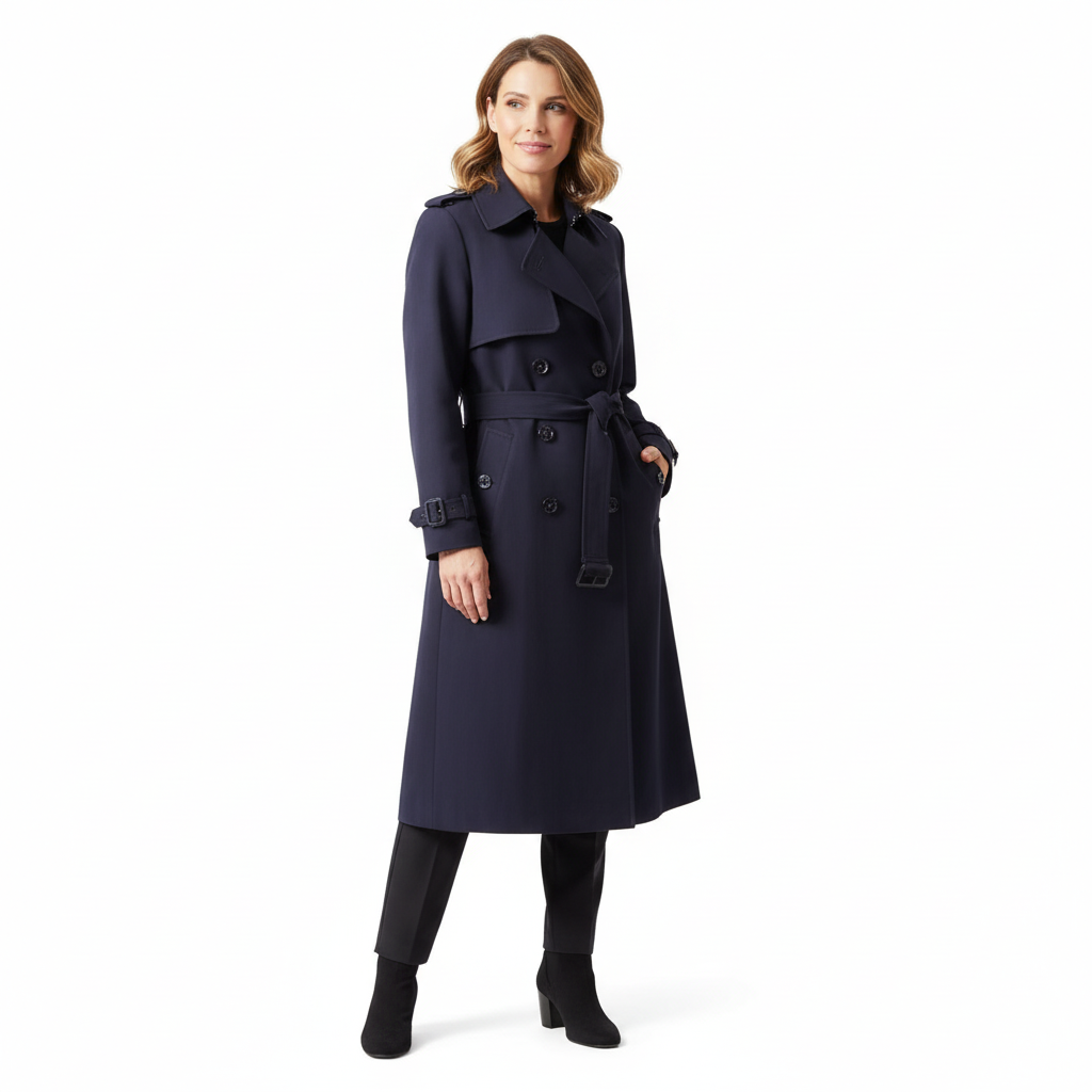 Dames trenchcoat dubbele knop met ceintuur