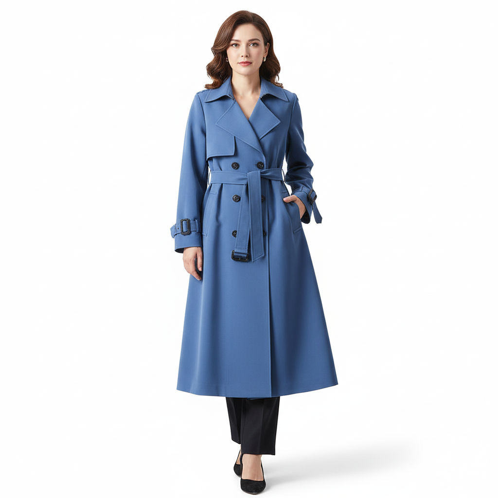 Dames trenchcoat dubbele knop met ceintuur