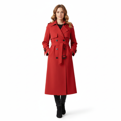 Dames trenchcoat dubbele knop met ceintuur