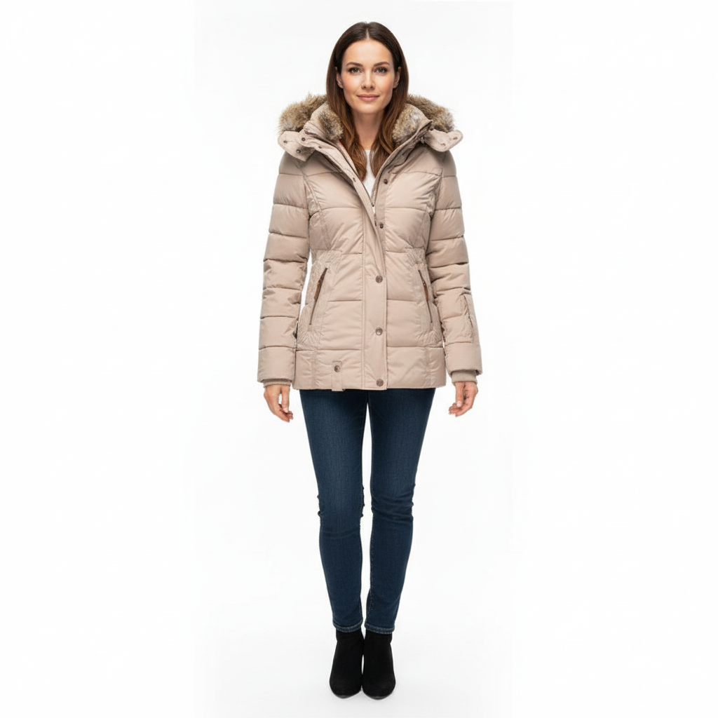 Dames Winterjas | Warme Jas met Capuchon en Bontkraag