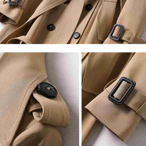 Dames trenchcoat dubbele knop met ceintuur