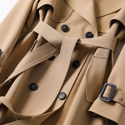 Dames trenchcoat dubbele knop met ceintuur